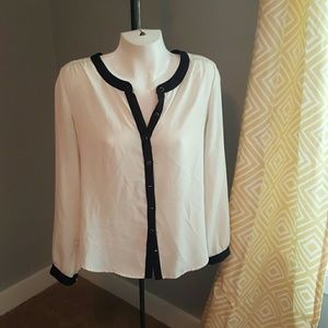 Ivory blouse with black piping